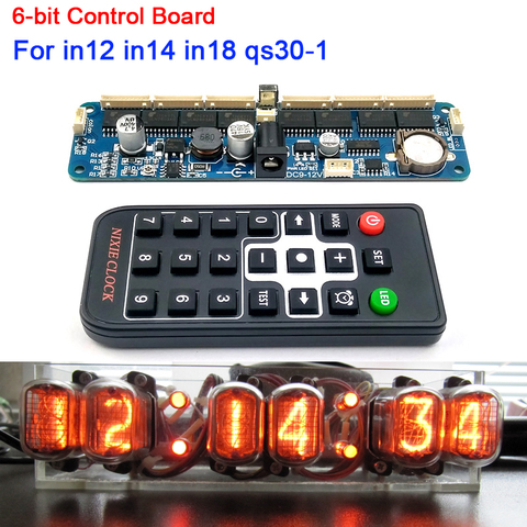 6-bit NIXIE Tube Clock Motherboard Core Board Control Panel remote control universal in12 in14 in18 qs30-1 Glow Clock Controller ► Photo 1/6