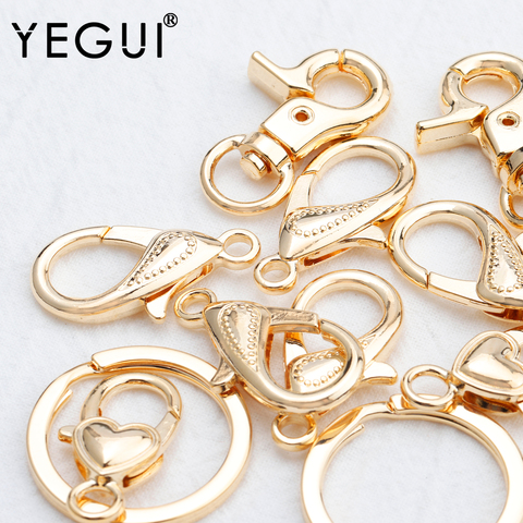 YEGUI M817,jewelry accessories,18k gold plated,0.3 microns, lobster clasp hooks,necklace bracelet,jewelry making,10pcs/lot ► Photo 1/6