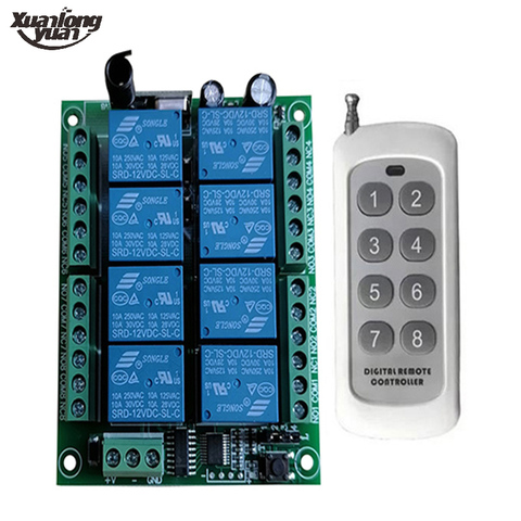 DC 12V 24V 8 CH Channels 8CH RF Wireless Remote Control Switch Remote Control System receiver transmitter 8CH Relay 315/433 MHz ► Photo 1/6