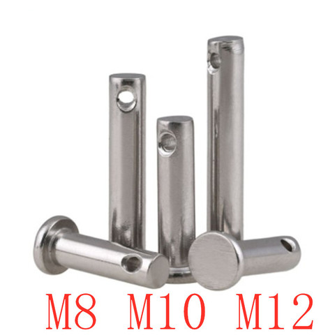 1-2pcs M8 M10 M12 Clevis Pins with Head 304 Stainless Steel Shaft Flat Head with Hole Positioning Pins Cylindrical Pin Bolt Pin ► Photo 1/3
