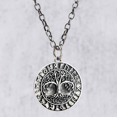 Nordic mythology Viking Life tree Silver necklace the sterling silver pendant for  Men hippop street culture mygrillz ► Photo 1/5