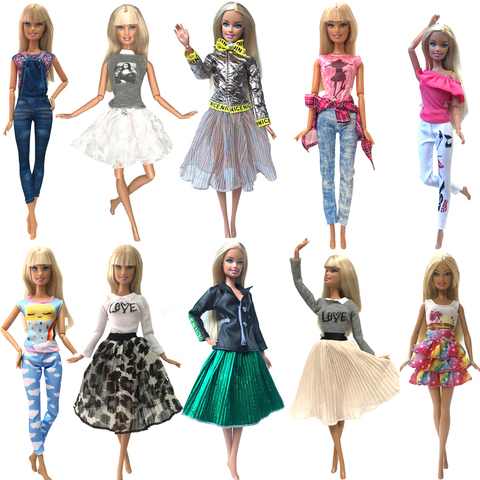 NK 1x Fashion  Doll Clothes  Lovely Outfit Tops T-Shirt Blouses Skirt Trousers Dressfor Barbie Accessories  Kids Toy JJ ► Photo 1/6