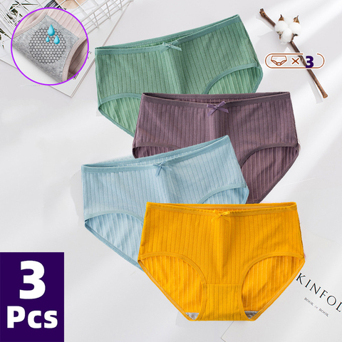3PCS Women's Cotton Panties Sexy Underwear 10 Solid Panties for Woman Female Bow Underpants Intimate Lingerie Briefs Pantys Set ► Photo 1/6