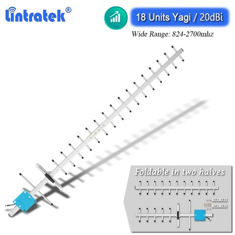 Lintratek 824-2700mhz 20dbi High Gain 18-units Yagi Outdoor Antenna 2G 3G 4G LTE for Cellphone Cellular Signal Booster Reapeter ► Photo 1/5