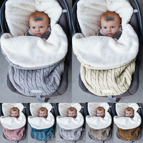 2022 Baby Sleeping Bags Baby Footmuff Liner Pushchair Stroller Buggy Pram Cosy Toes Car Seat Knitted Fuzzy Winter Warm Sleepwear ► Photo 1/6
