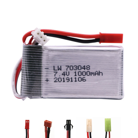 703048 7.4V 1000mah 2S Lipo Battery JST/SM/T/EL-2P Plug For MJXRC X600 U829A U829X X600 F46 X601H JXD391 FT007 RC toys accessory ► Photo 1/6