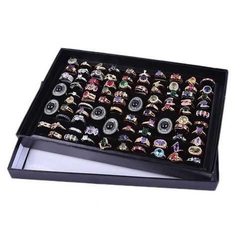 100 Grids Ring Display Box Jewelry Cardboard Jewelry Storage Case Holder Showcase Ring Cufflink Jewelry Tray With Lid  Ring Disp ► Photo 1/6