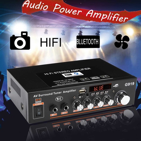 12V/220V 360W G919 Mini Amplificador Audio bluetooth Stereo Power Amplifier FM SD HIFI 2CH AMP Audio Music Player for Car Home ► Photo 1/6