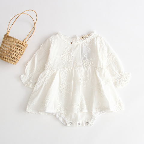 Autumn new baby bodysuit white embroidery baby girl bodysuit dress ► Photo 1/2