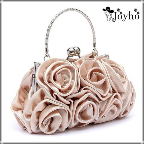 Women Satin Rose Pure Color Handbag Evening Bags Wedding Handbags luxury Handbags Women Bags designer Flower bolsa clutch Bag ► Photo 1/6