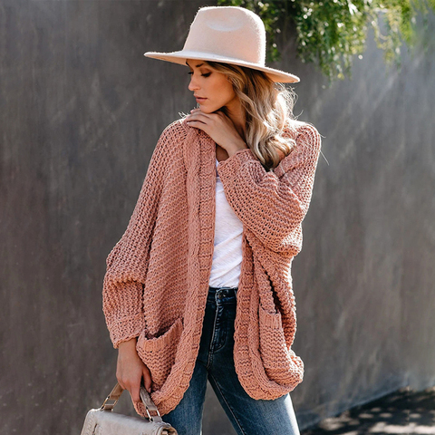 Fitshinling Batwing Sleeve BOHO Knitted Cardigan Pockets Holiday Oversize Winter Coat Twist Loose Vintage Long Cardigans Women ► Photo 1/6