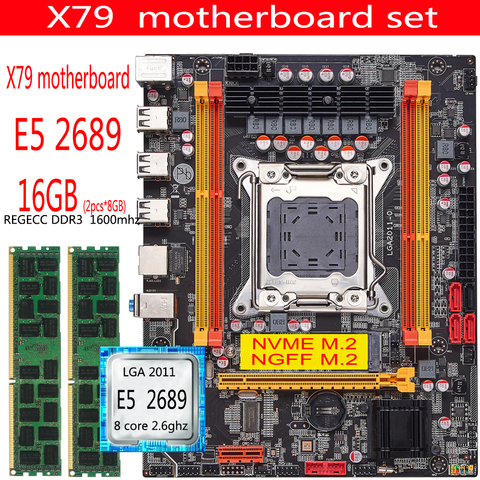 QIYIDA X79 motherboard set x79 combo with Xeon LGA2011 E5 2689 2pcs x 8GB=16GB 1600MHz 12800R DDR3 ECC REG memory ► Photo 1/6