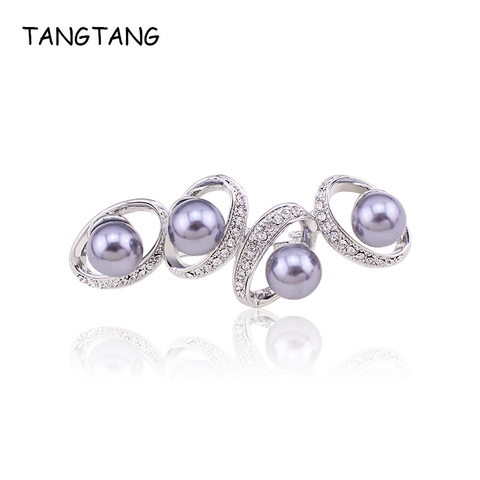 TANGTANG New Brooch For Women Simulated Grey Pearl Brooch Silver Colour Brooches Unique Jewelry Gift Female Ornament Accessories ► Photo 1/6