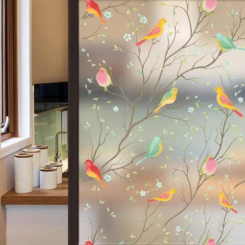 BUNPIG Privacy Window Film Non-Adhesive Frosted Bird Decorative Glass Film Static Cling Stained Window Stickers for Home Office ► Photo 1/6