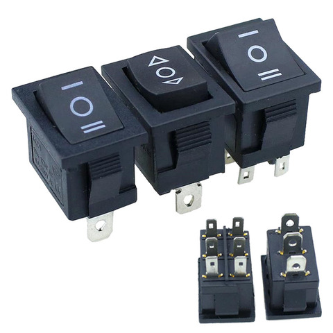 5PCS KCD1 Mini Black 3 Pin / 6 pin On/Off/On Rocker Switch AC 6A/250V10A/125V ► Photo 1/5