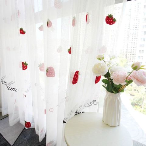 Finished Fruit Curtain Tulle For Living Room Bedroom  Children's Room Window Screening  kitchen Sheer Curtain W-ZH026#4 ► Photo 1/6