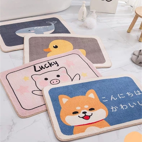 Cartoon Animal Dog Door Mat Akita and Kirky Non-slip Carpet Soft Mat Cute Home Bathroom Balcony Doorway Hallway Mat Absorbent ► Photo 1/6