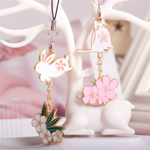 Cute Korean Rabbit Mini Smart Phone Strap Lanyards for IPhone/Samsung/Xiaomi/Huawei Key Mobile Phone Strap Hang Rope Phone Charm ► Photo 1/6