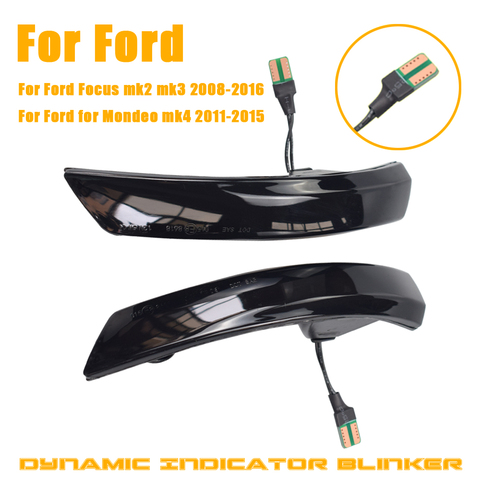 For Ford Focus 2 MK2 Focus 3 MK3 3.5 Mondeo MK4 Side Mirror Flashing Light LED Dynamic Turn Signal Blinker ► Photo 1/6