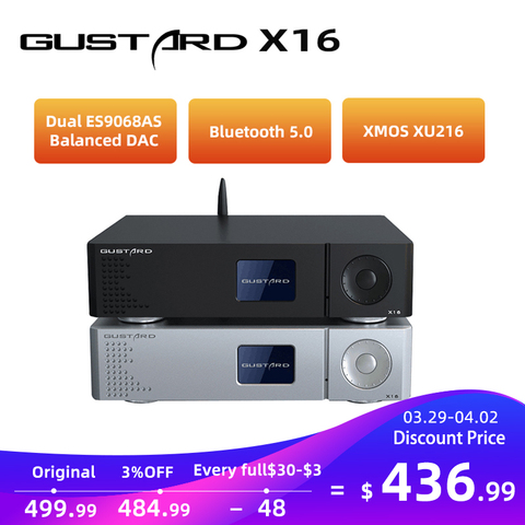 GUSTARD DAC-X16 MQA Decoder Bluetooth5.0 Dual ES9068AS Native Balanced DAC X16 Full Decoding DSD512 XU216 USB IIS X16 ► Photo 1/5