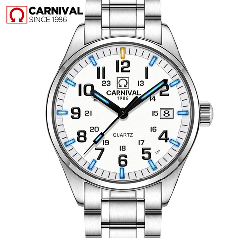 Relogio Masculino Carnival Brand Luxury Watch Men Waterproof Tritium T25 Self Luminous Auto Date Quartz Wristwatch Reloj Hombre ► Photo 1/6