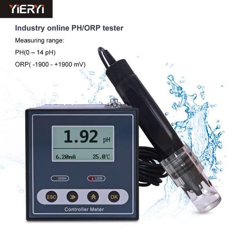 New Online Industrial PH Controller ORP Meter Monitor Digital 0.02pH 1mV Upper Lower Limit Control Alarm pH Tester ► Photo 1/6