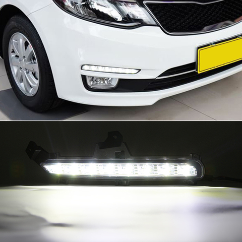 1 Set rio Car DRL Daytime Running Lights LED Lamps Auto External Front Fog Light Led Automotive Lamp For KIA Rio 3 K2 2015 2016 ► Photo 1/6