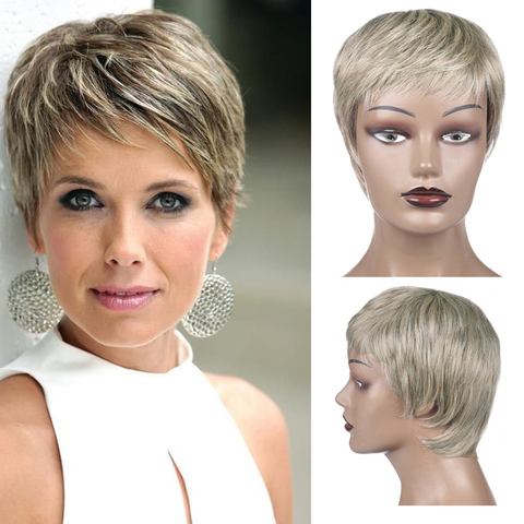 Woman Synthetic Wigs Black Brown Blonde Orange Color Short Pixie Wigs Layered Cut Hair Short Wig for Black Women ► Photo 1/6