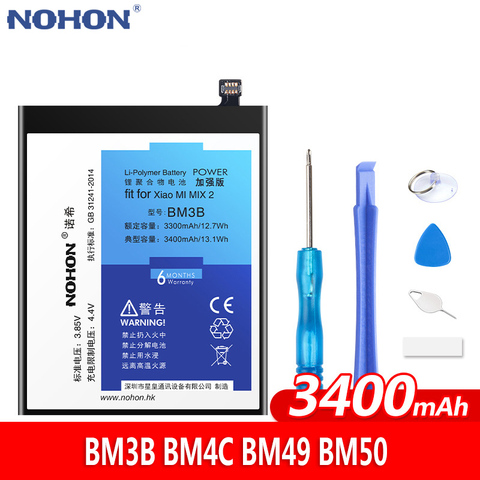 NOHON BM3B BM4C BM49 BM50 Battery For Xiaomi Mi Max 2 Mix 2 Replacement Battery Max2 Mix2 Lithium Polymer Bateria +Free Tools ► Photo 1/6