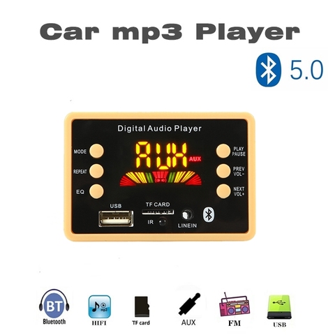 ARuiMei MP3 Decoder Decoding Board Module Bluetooth 5.0 5V 12V Car USB MP3 Player WMA WAV TF Card Slot / USB / FM Remote Control ► Photo 1/6