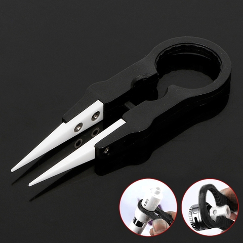 Multifunctional Steam Vaper Ceramic Insulation Head Tweezers Forceps Black ► Photo 1/6