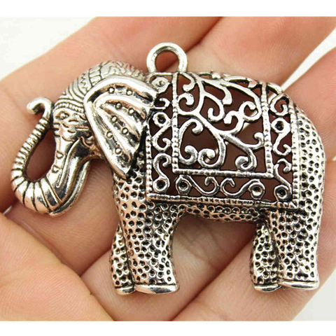 WYSIWYG 2pcs 59x47mm Lucky Elephant Charm Lucky Thai Elephant Pendant Thai Elephant Charm For Jewelry Making ► Photo 1/1