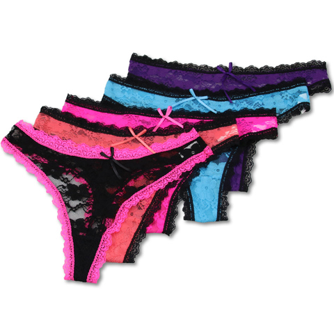 4 Pieces/Pack Thongs Women Lace Thongs Female Panties Sexy G-string Transparent Women Panties Briefs Female Underwear ► Photo 1/6