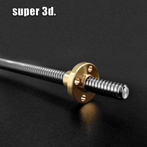 T8 Lead 8mm Lead Screw Rod Pitch 2mm Diameter 8mm 150 200 300 400 500 600mm Threaded Rods with Brass Nut for 3D Printer cnc ► Photo 1/6