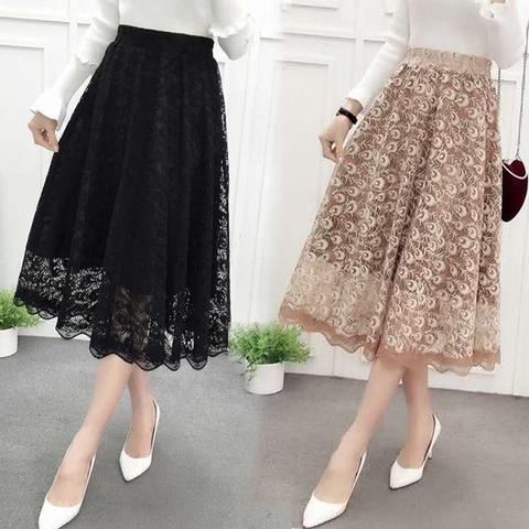 Women's Skirt Mesh Lace Skirt Long Skirt A- Line Skirt Woman Skirts Mujer Faldas Saias Mulher ► Photo 1/6