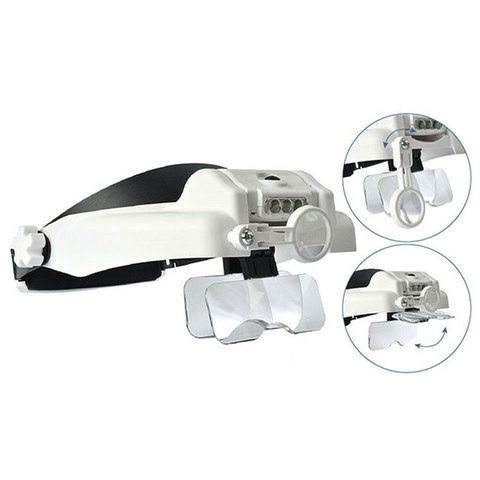1X-14X 6 Interchangeable Lens Optivisor Headband Lighted Magnifier Head Magnifying Glass with Light  Magnifier Eyewear Loupes ► Photo 1/6