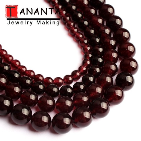 Natural Stone Burgundy Dark Red Chalcedony Beads Round Loose DIY Beads For Jewelry Making Bracelet Necklace 6 8 10 12 mm 15 Inch ► Photo 1/6