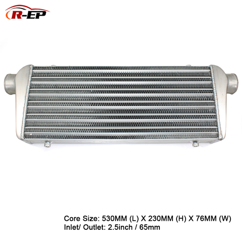 Racing Car Intercooler 530*230*76mm Aluminum Radiator 20'*9'*3' 2.5inch Inlet 65mm Outlet Cold Air Intake for Turbo Radiador ► Photo 1/6