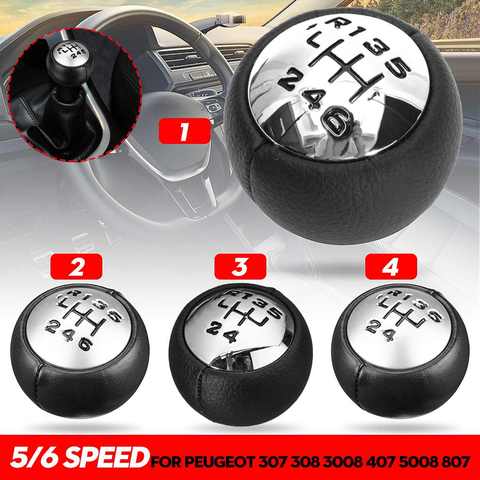 5/6 Speed Manual Gear Shift Knob Lever Shifter Hand Ball Adapter Chrome Matte For Peugeot 307 308 3008 407 5008 807 ► Photo 1/6