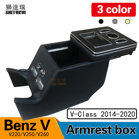 FOR Mercedes-Benz V-Class V220 V260 V250 W447 Armrest Storage Box Rear Handrail  Box Mobile Phone Charging USB Hold Hands Water ► Photo 1/6