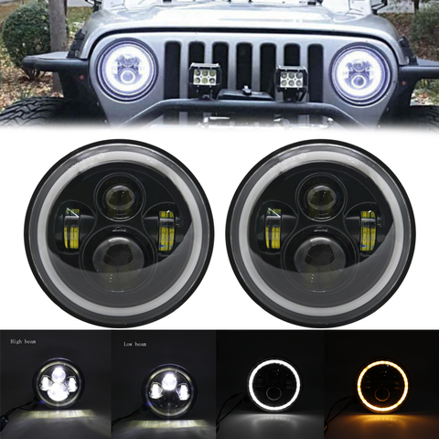 for Nissan Patrol Y60 Hummer H1&H2 Lada 4X4 7inch LED Headlight DRL For Jeep Wrangler TJ JK LJ CJ 7inch for Land Rover Defender ► Photo 1/6