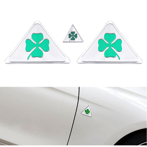 3pcs Green Four-leaf Clover Logo Decal for Alfa Romeo 147 156 166 159 Giulietta Giulia Spider GT Car Side Fender Badge Sticker ► Photo 1/6