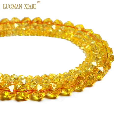 Wholesale AAA 100% Natural Faceted Citrines Beads Yellow Crystal Round Stone Beads For Jewelry Making DIY Bracelet 6/8/10 mm ► Photo 1/6