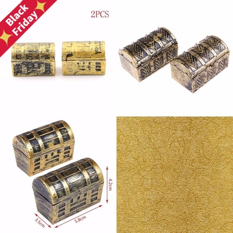 2Pcs Vintage Treasure Box Dollhouse Miniature Mini Pirate Jewelry Box Case Kids Play Toys For  Doll House Accessories ► Photo 1/6