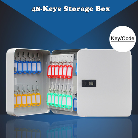 48-Keys Safe Storage Box Combination/Key Lock Wall Mounted Multi Spare Keys Organizer Box For Home Office Factory Store Use ► Photo 1/6