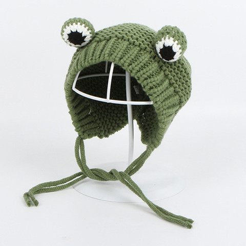 Solid color Cartoon frog knitted hat winter warm hat Skullies cap beanie hat for kid boy and girl 75 ► Photo 1/6