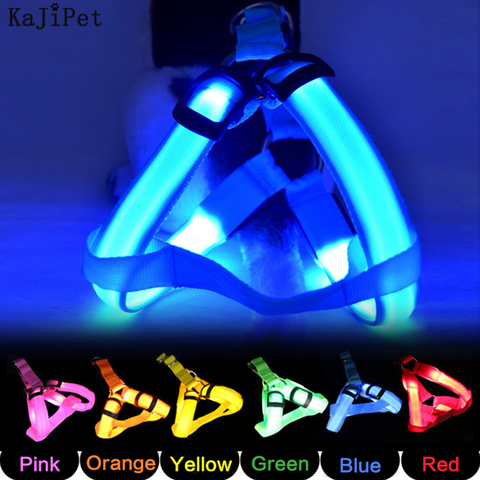 Nylon Pet Safety LED Harness Dog Product Flashing Light Harness LED Dog Harness Leash Rope Belt LED Dog Collar Vest Pet Supplies ► Photo 1/6