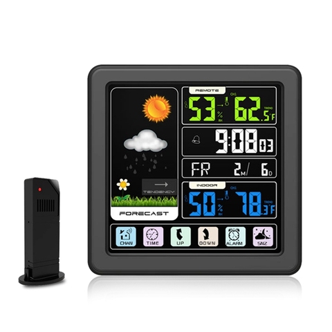 Wireless Weather Station Indoor Outdoor Digital Touch LCD Display Temperature Humidity Monitor Alarm Clock Weather Forecast ► Photo 1/6
