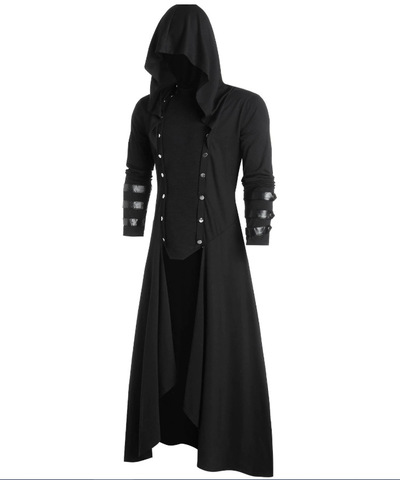 Mens Coat Long Jacket Gothic Steampunk Cloak Hooded Trench Medieval  Vampire/wizard  Cosplay Costume Halloween Adult Women Men ► Photo 1/6