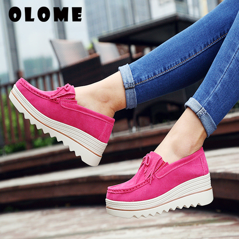 2022 Spring Women Flats Shoes Platform Sneakers Slip On Flats Leather Suede Ladies Loafers Casual Shoes Women loafers shoes ► Photo 1/6